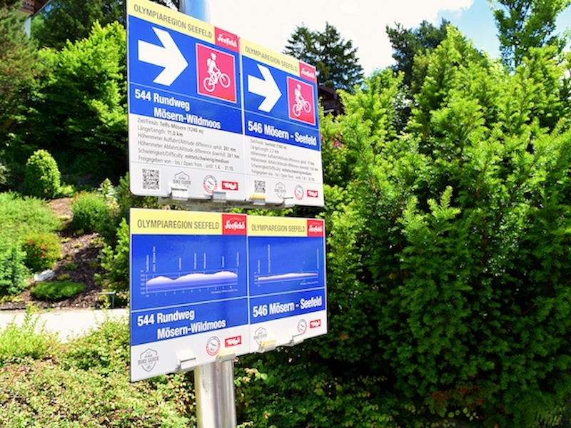 Beschilderung einer E-Bike-Route in Seefeld